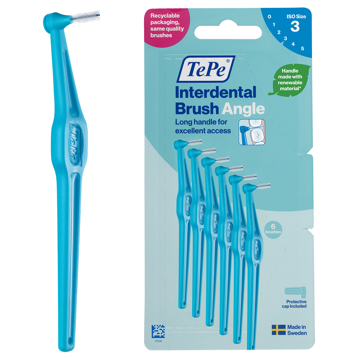 TEPE ANGLE INTERDENTAL BRUSHES BLUE 0.6mm 6pcs / 12 Packs