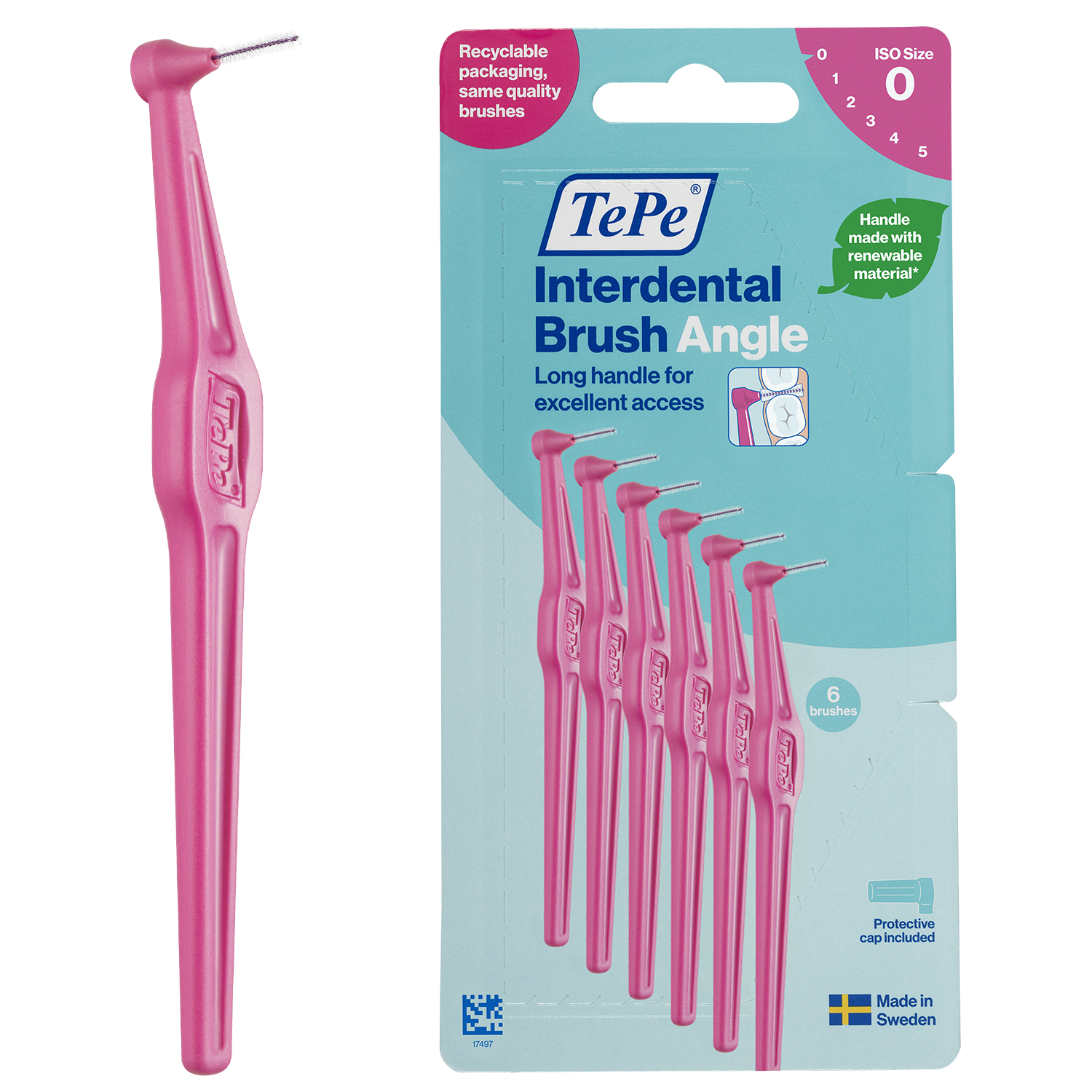 TEPE ANGLE INTERDENTAL BRUSHES PINK 0.4mm 6pcs / 12 Packs
