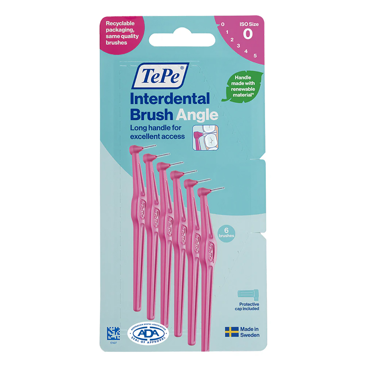 TEPE ANGLE INTERDENTAL BRUSHES PINK 0.4mm 6pcs / 12 Packs